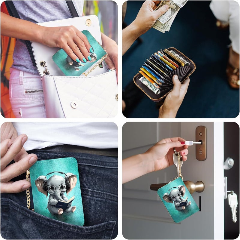 Yonlevres Credit Card Holder RFID Wallet, Small Card Holder Wallet for Women with Keychain Zipper, Funny Leather Print Credit Card Wallets Accordion Gift - Image 3